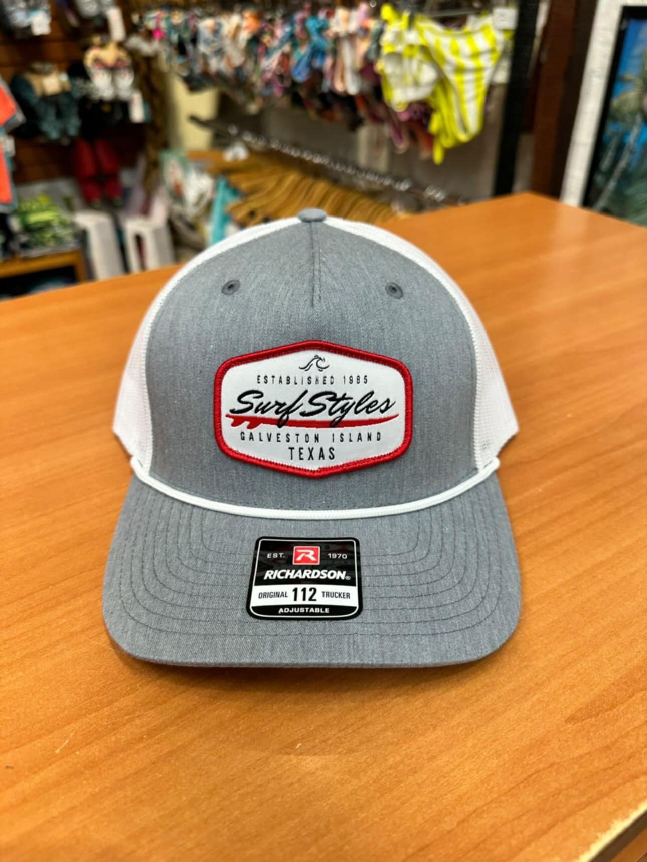 Richardson 112 hat with rope. Heather Grey/white/white | Surf Styles